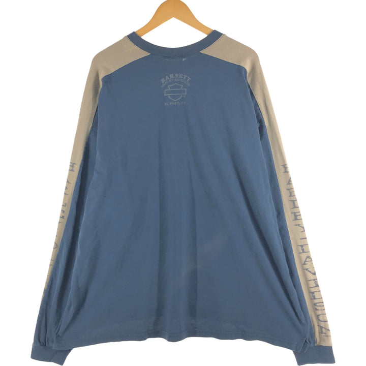 Harley-Davidson Henley neck long T-shirt, men's XL size unclear navy blue type Vintage Second Hand