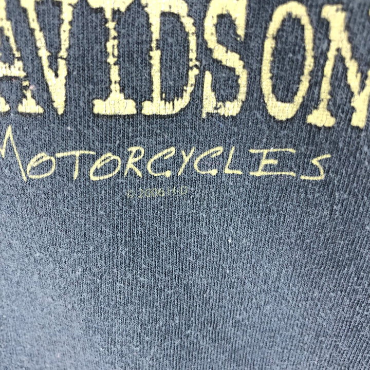 Harley-Davidson Henley neck long T-shirt, men's XL size unclear navy blue type Vintage Second Hand