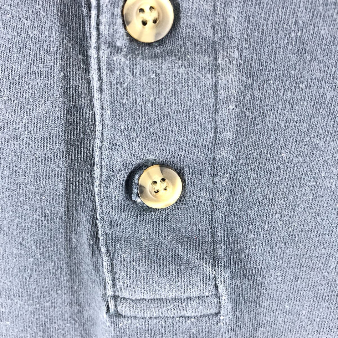 Harley-Davidson Henley neck long T-shirt, men's XL size unclear navy blue type Vintage Second Hand