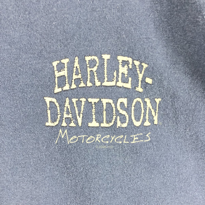 Harley-Davidson Henley neck long T-shirt, men's XL size unclear navy blue type Vintage Second Hand