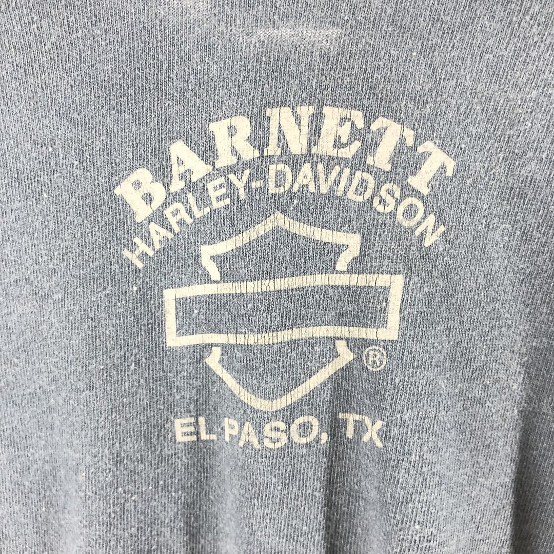 Harley-Davidson Henley neck long T-shirt, men's XL size unclear navy blue type Vintage Second Hand