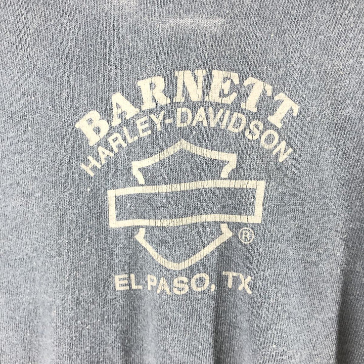 Harley-Davidson Henley neck long T-shirt, men's XL size unclear navy blue type Vintage Second Hand