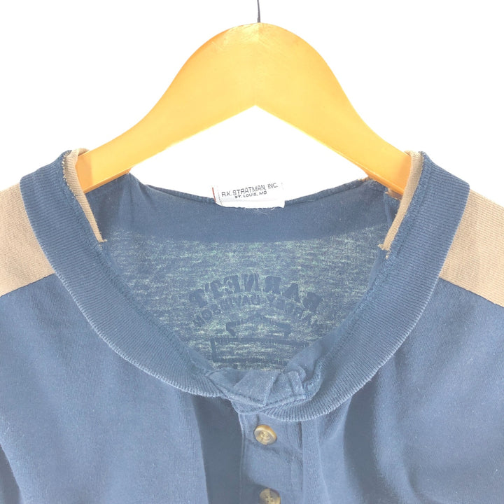 Harley-Davidson Henley neck long T-shirt, men's XL size unclear navy blue type Vintage Second Hand
