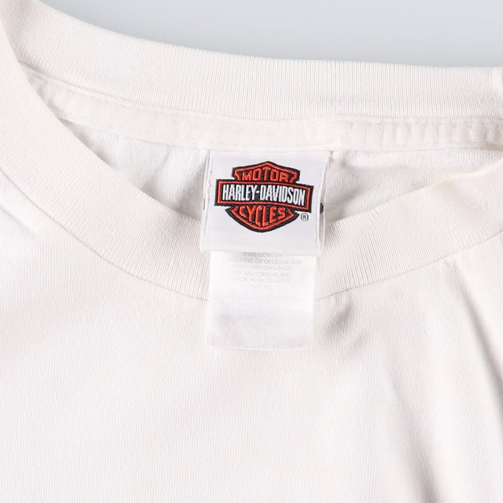 Big size Harley Davidson Fire Pattern Engine Long T-shirt, Men's XXXXL equivalent cotton white type Vintage Second Hand