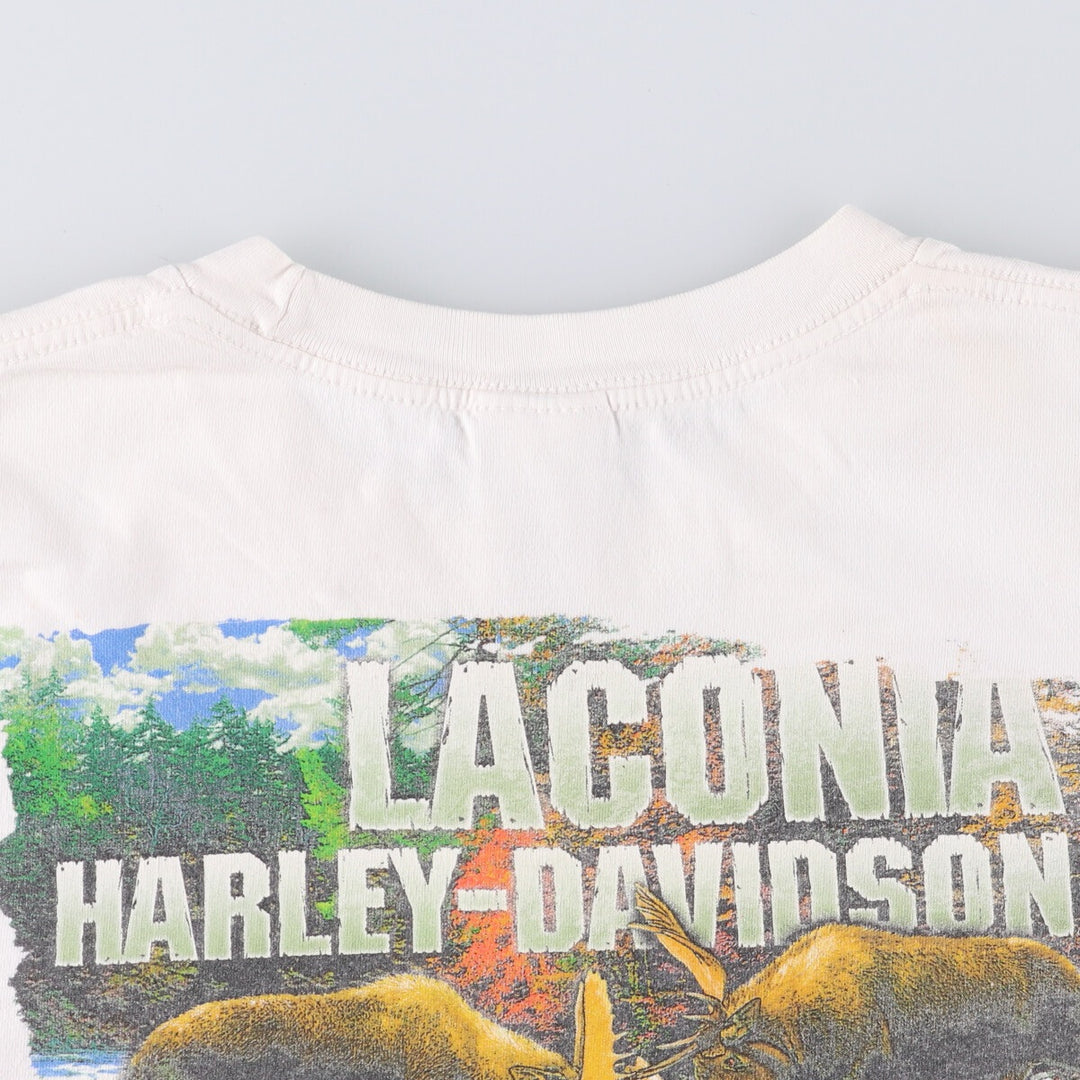 Big size Harley Davidson Fire Pattern Engine Long T-shirt, Men's XXXXL equivalent cotton white type Vintage Second Hand
