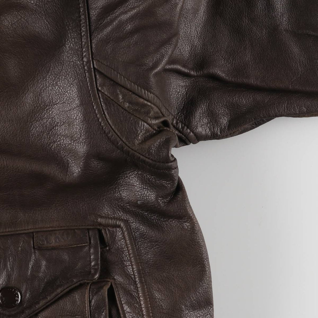 SCKOTT A-2 Leather Flight Jacket, Men's Size M unclear brown type Vintage Second Hand