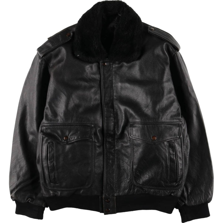 G-1 Type Leather Flight Jacket, Men's XL genuine leather black type Vintage Second Hand