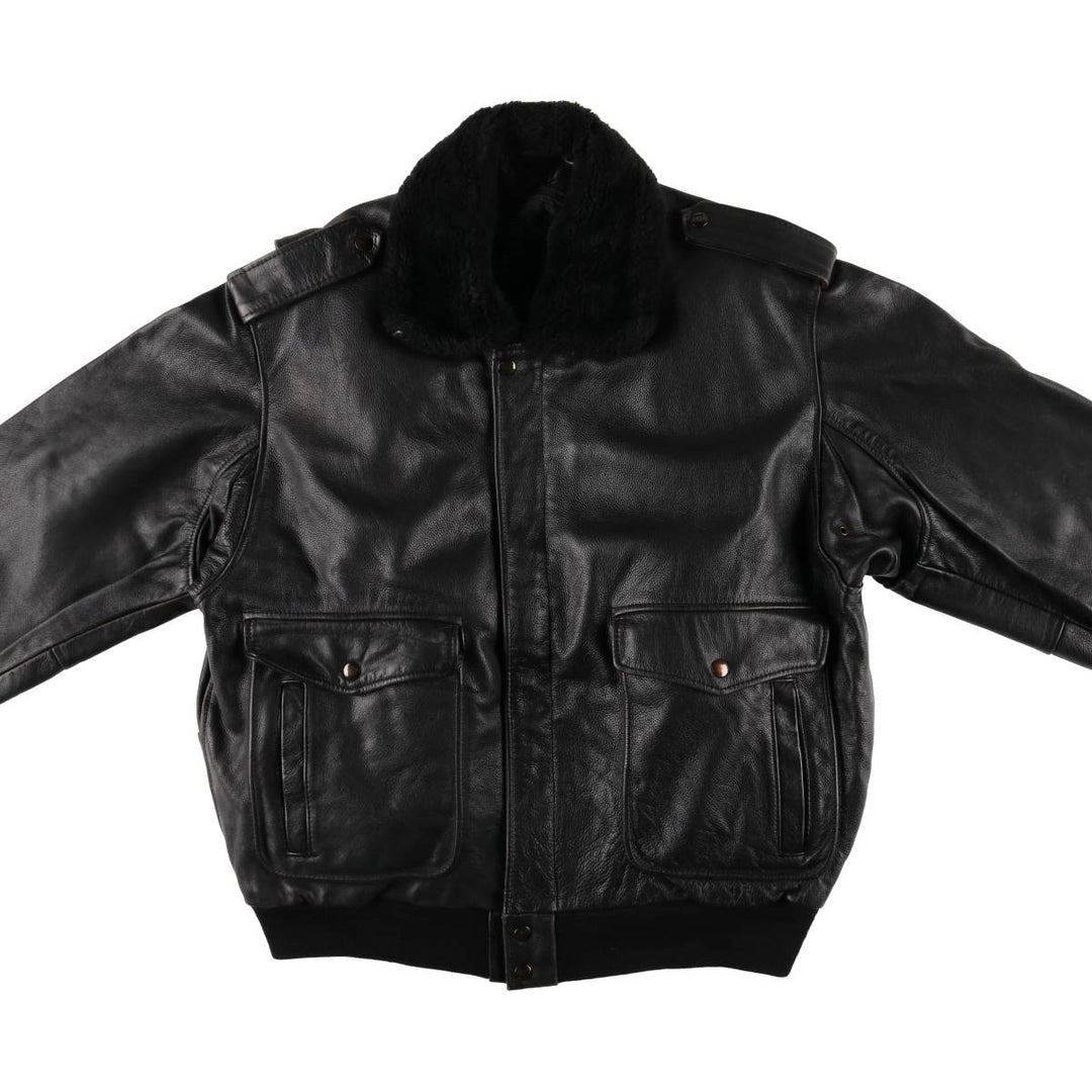 G-1 Type Leather Flight Jacket, Men's XL genuine leather black type Vintage Second Hand