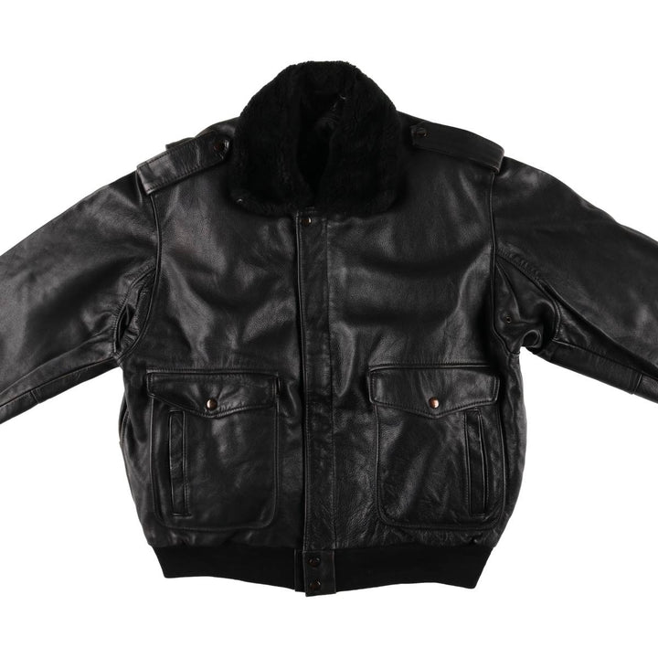 G-1 Type Leather Flight Jacket, Men's XL genuine leather black type Vintage Second Hand