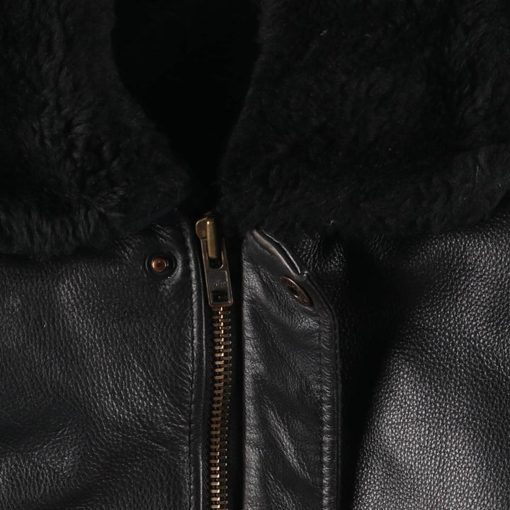 G-1 Type Leather Flight Jacket, Men's XL genuine leather black type Vintage Second Hand