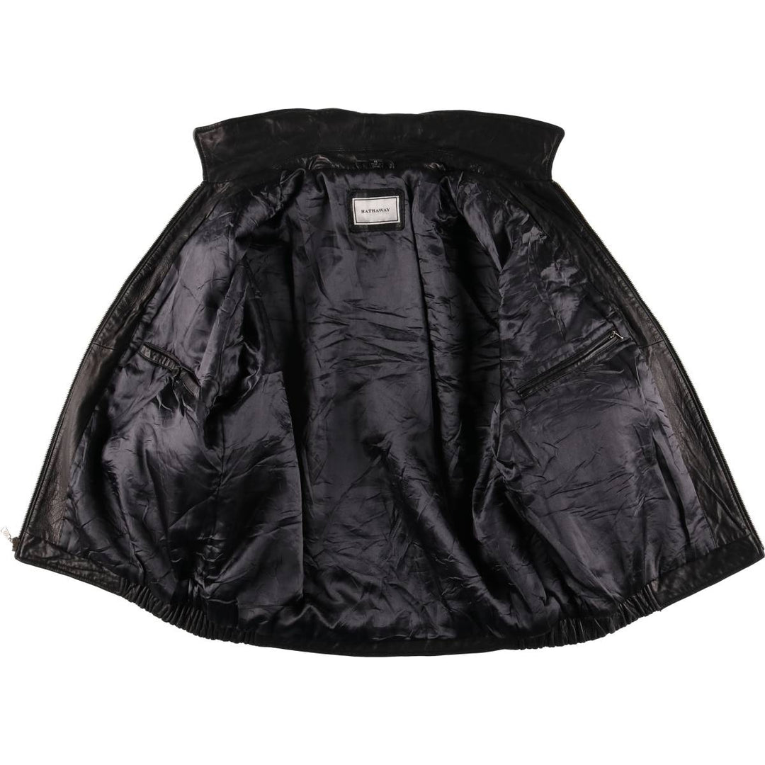 HATHAWAY Padded Swing Top Leather Blouson, Men's Size XL genuine leather brown type Vintage Second Hand