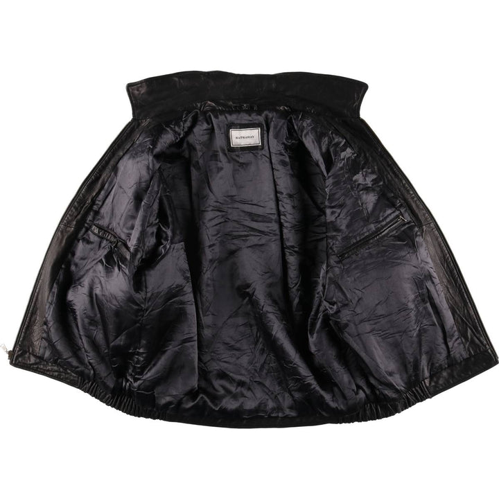 HATHAWAY Padded Swing Top Leather Blouson, Men's Size XL genuine leather brown type Vintage Second Hand