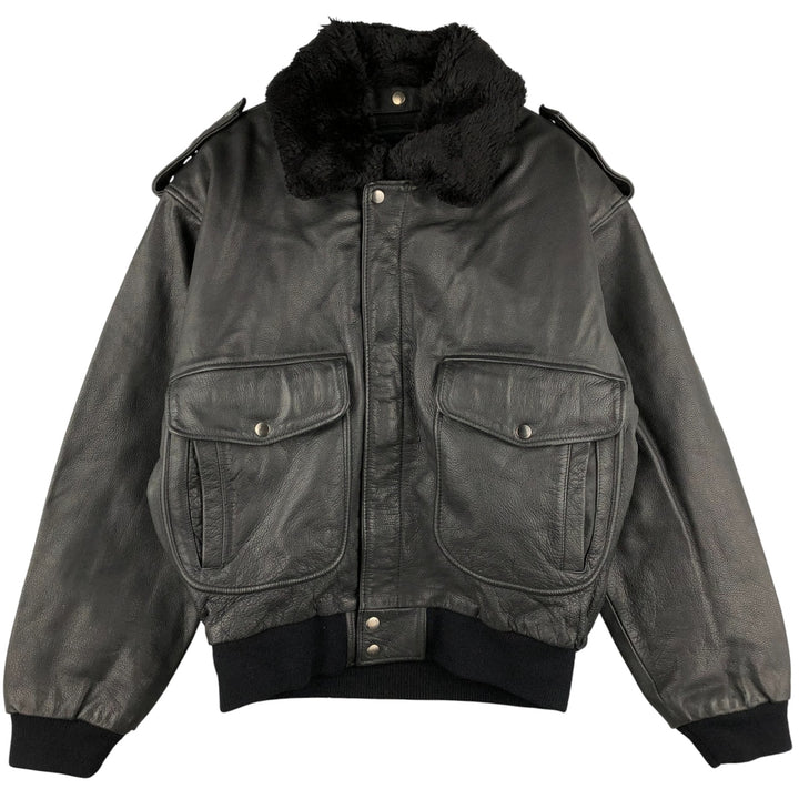 G-1 Type Leather Flight Jacket, Men's Size L genuine leather black type Vintage Second Hand