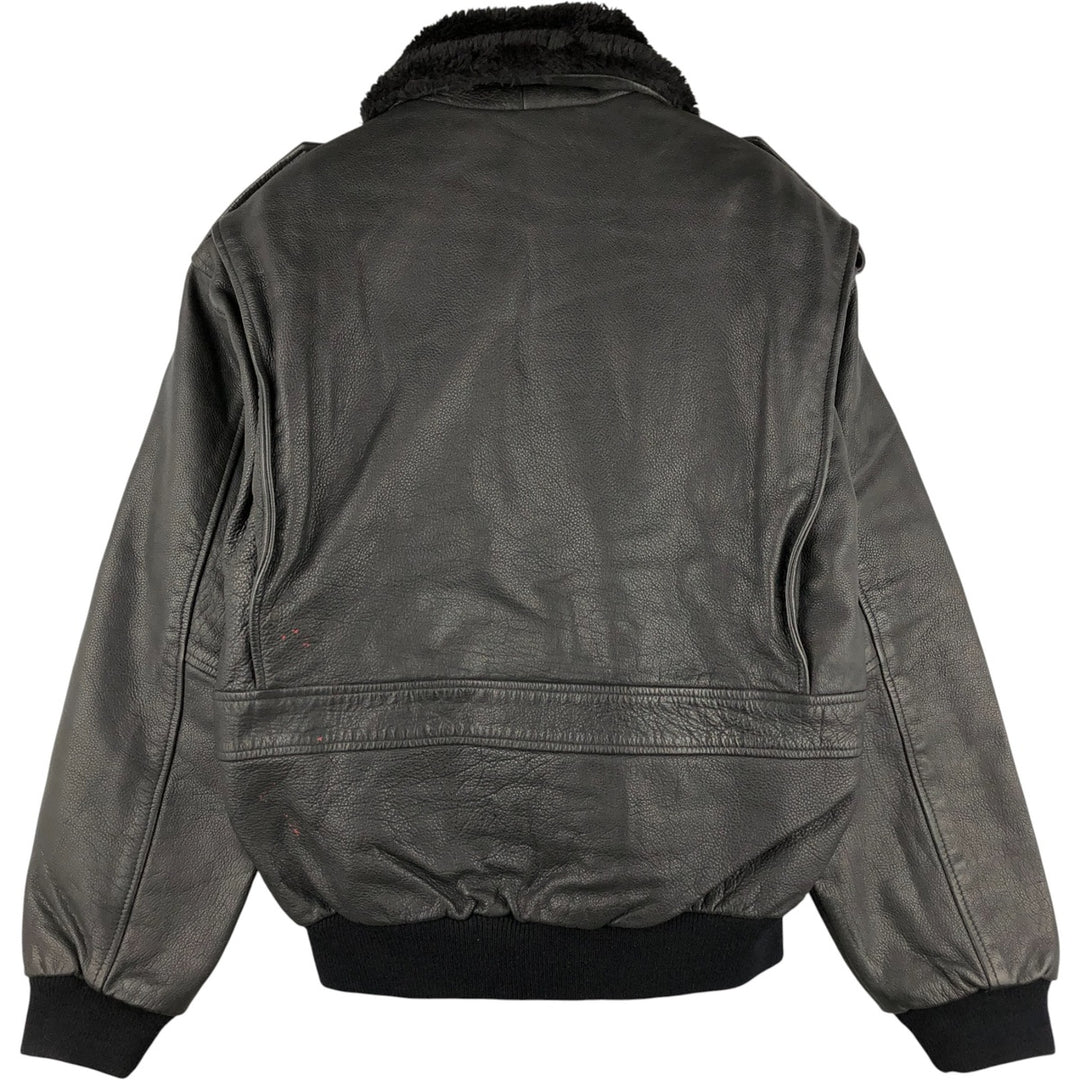 G-1 Type Leather Flight Jacket, Men's Size L genuine leather black type Vintage Second Hand