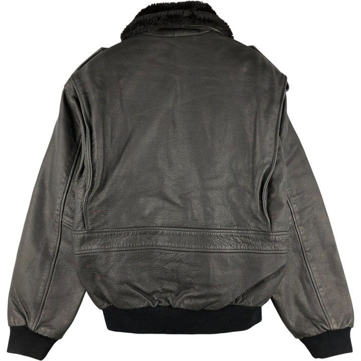 G-1 Type Leather Flight Jacket, Men's Size L genuine leather black type Vintage Second Hand