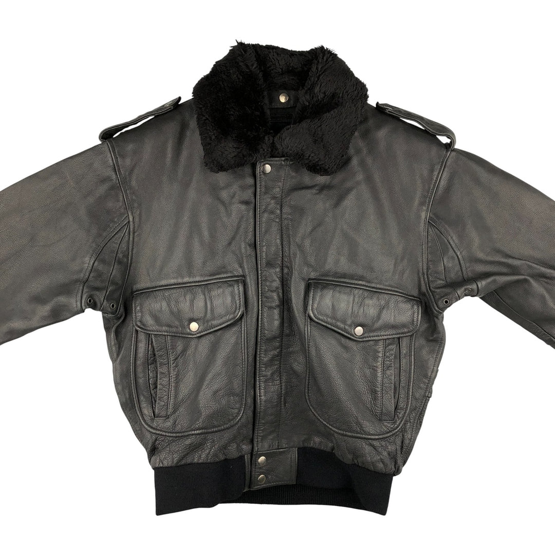 G-1 Type Leather Flight Jacket, Men's Size L genuine leather black type Vintage Second Hand