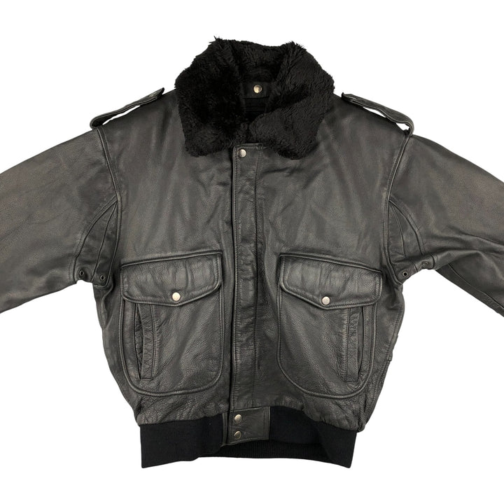 G-1 Type Leather Flight Jacket, Men's Size L genuine leather black type Vintage Second Hand