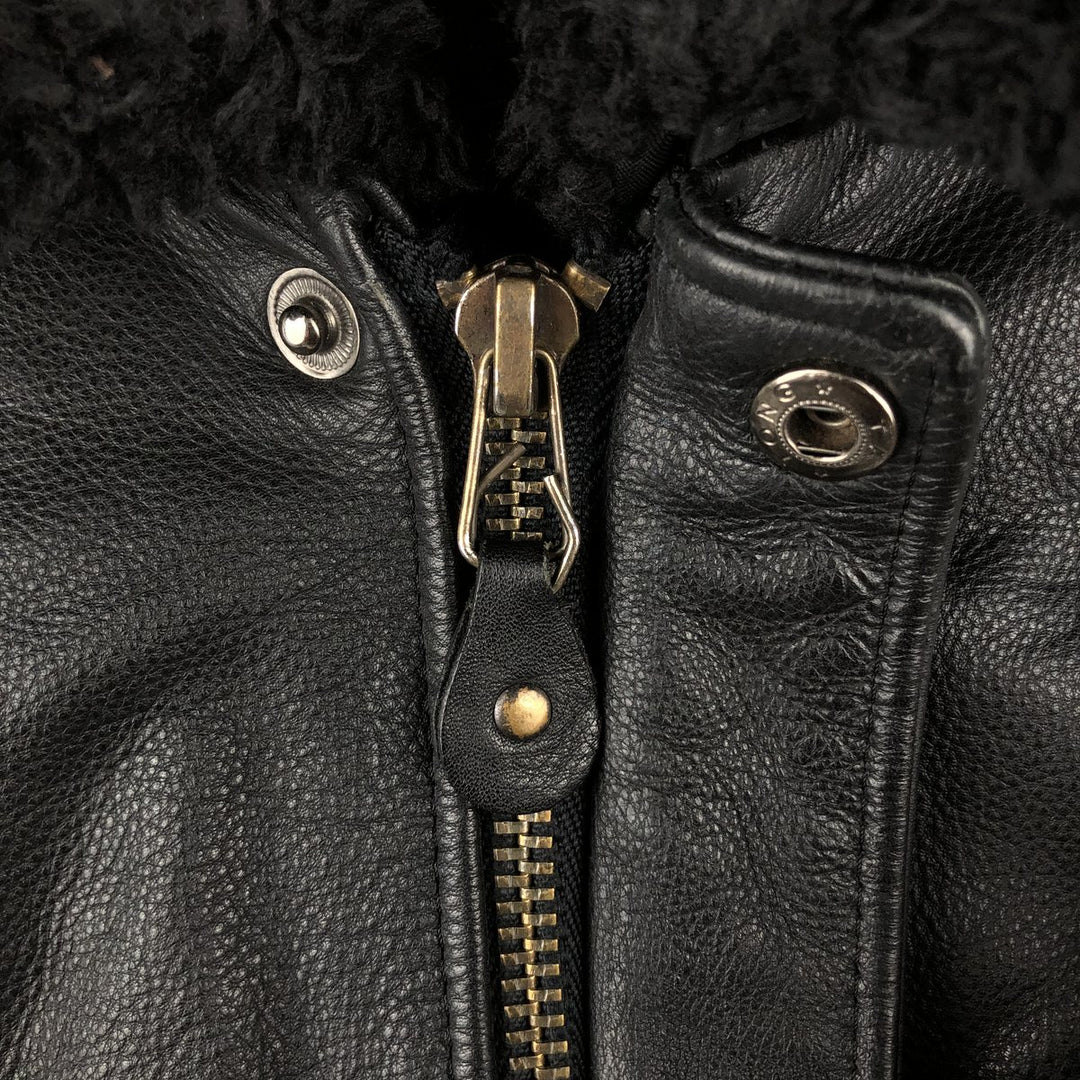 G-1 Type Leather Flight Jacket, Men's Size L genuine leather black type Vintage Second Hand