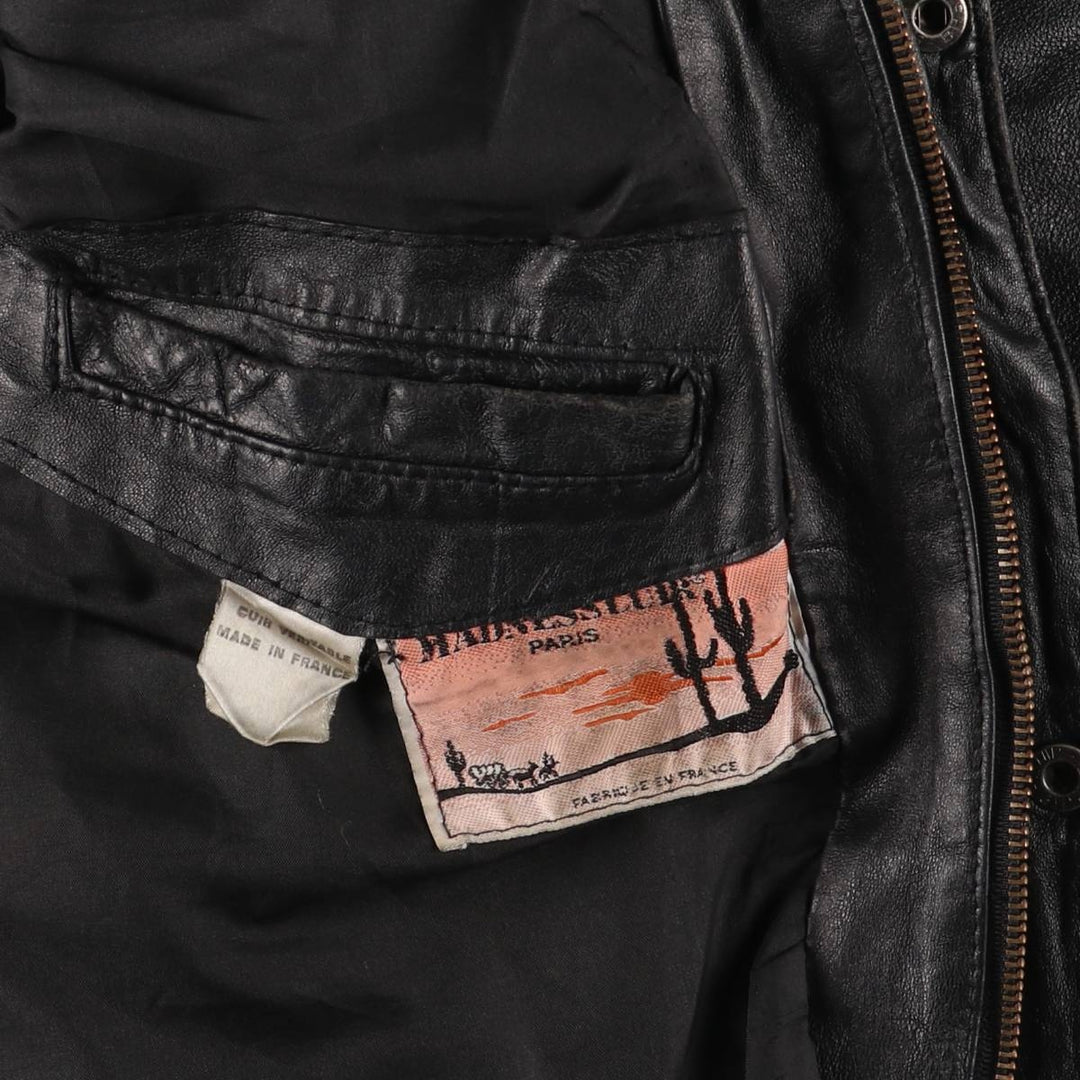 MADNESS CUIR PARIS vintage leather jacket, made in France, size L, men's genuine leather black type Vintage Second Hand