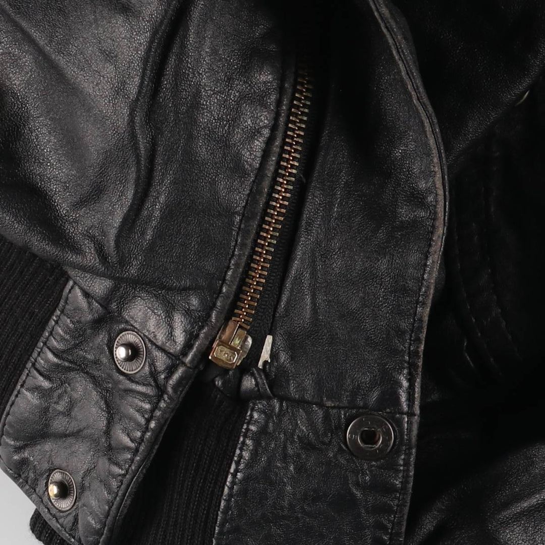 MADNESS CUIR PARIS vintage leather jacket, made in France, size L, men's genuine leather black type Vintage Second Hand