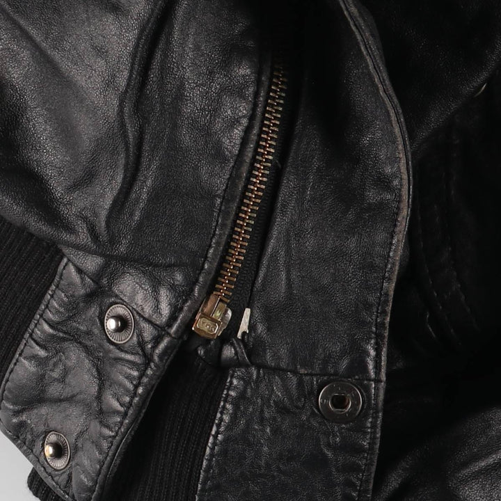 MADNESS CUIR PARIS vintage leather jacket, made in France, size L, men's genuine leather black type Vintage Second Hand