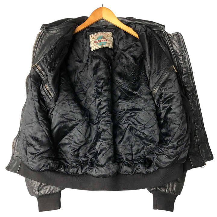 Redskins REDSKINS Padded Swing Top Leather Blouson, Men's XL genuine leather black type Vintage Second Hand