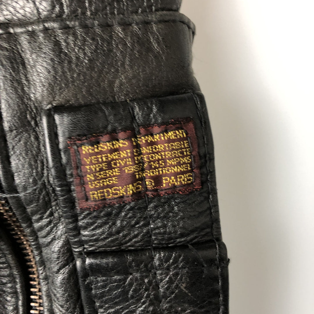 Redskins REDSKINS Padded Swing Top Leather Blouson, Men's XL genuine leather black type Vintage Second Hand