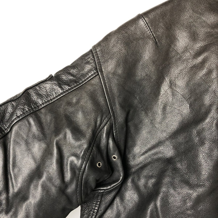 Redskins REDSKINS Padded Swing Top Leather Blouson, Men's XL genuine leather black type Vintage Second Hand