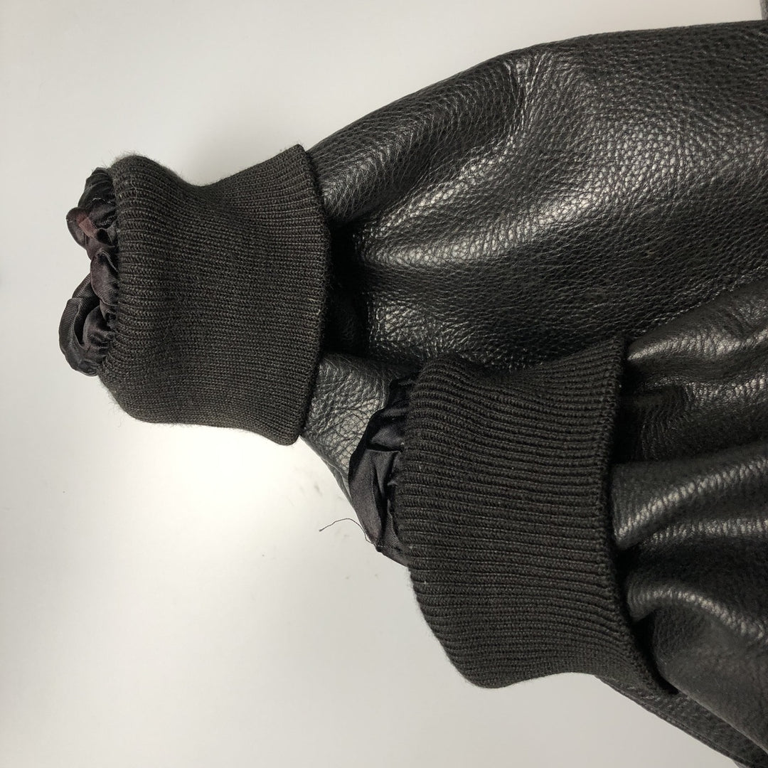 Redskins REDSKINS Padded Swing Top Leather Blouson, Men's XL genuine leather black type Vintage Second Hand