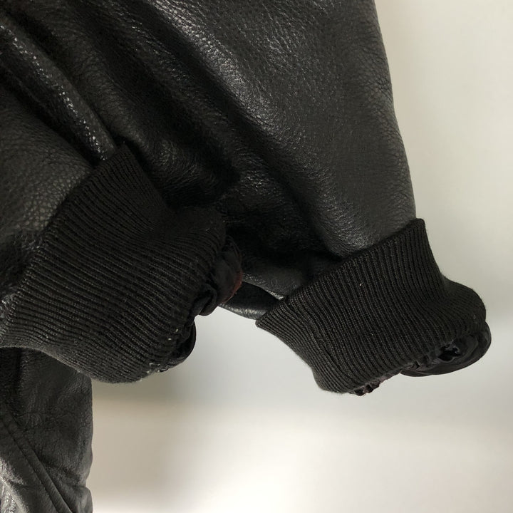 Redskins REDSKINS Padded Swing Top Leather Blouson, Men's XL genuine leather black type Vintage Second Hand