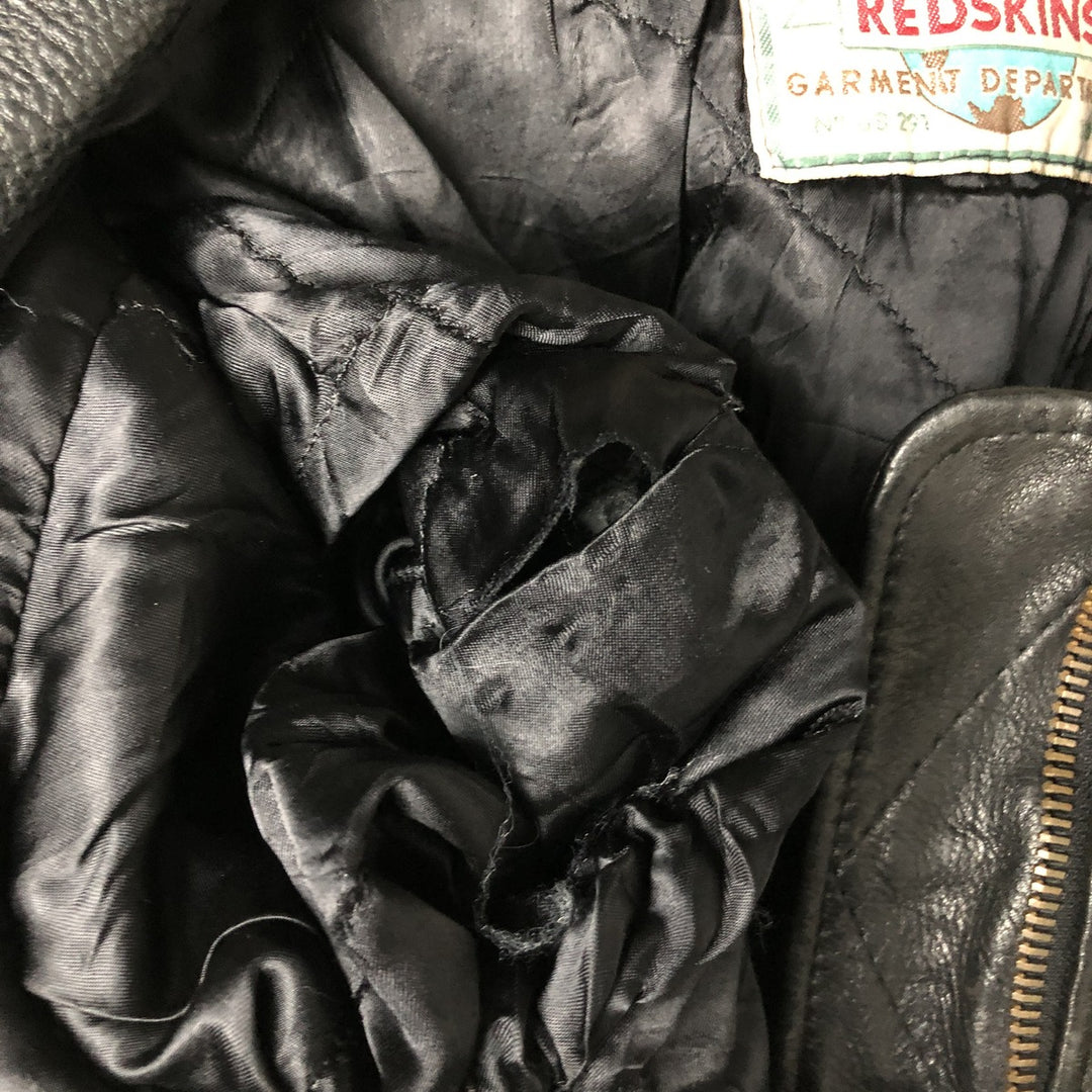 Redskins REDSKINS Padded Swing Top Leather Blouson, Men's XL genuine leather black type Vintage Second Hand