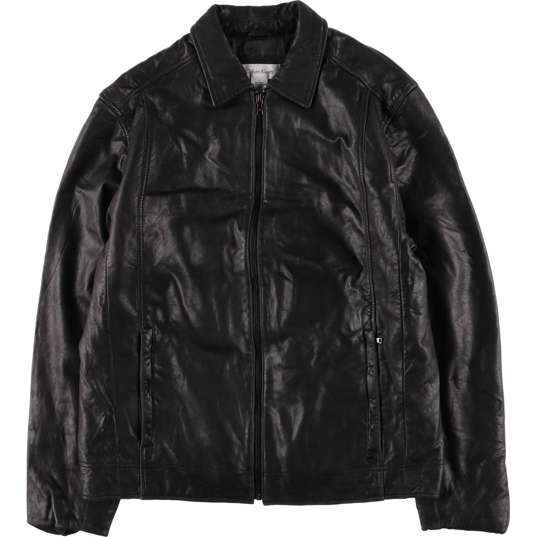 2000s~ Calvin Klein Swing Top Padded Leather Blouson, Men's Size L genuine leather black type Vintage Second Hand
