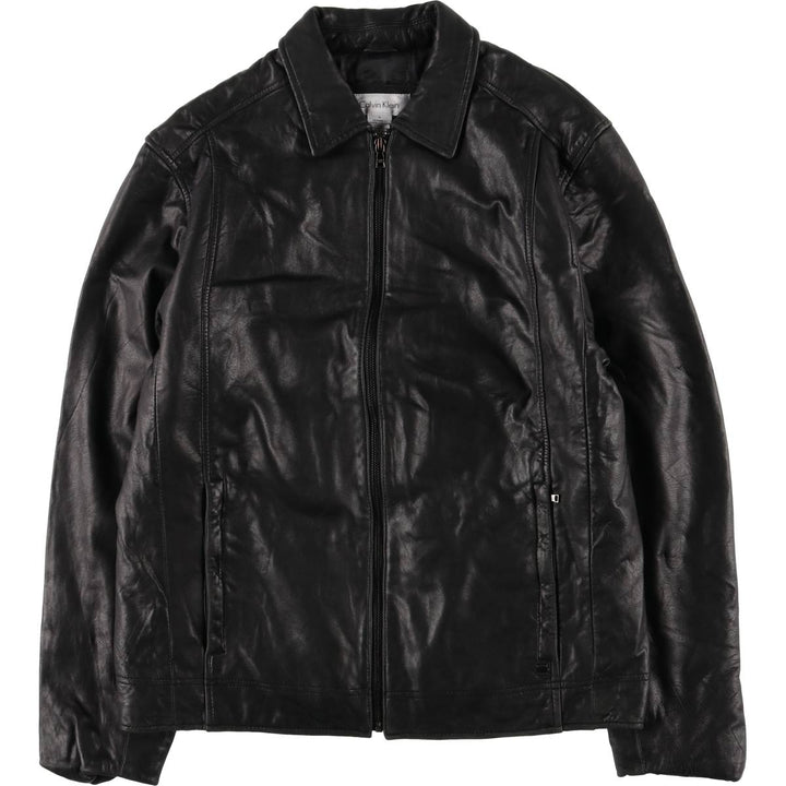 2000s~ Calvin Klein Swing Top Padded Leather Blouson, Men's Size L genuine leather black type Vintage Second Hand