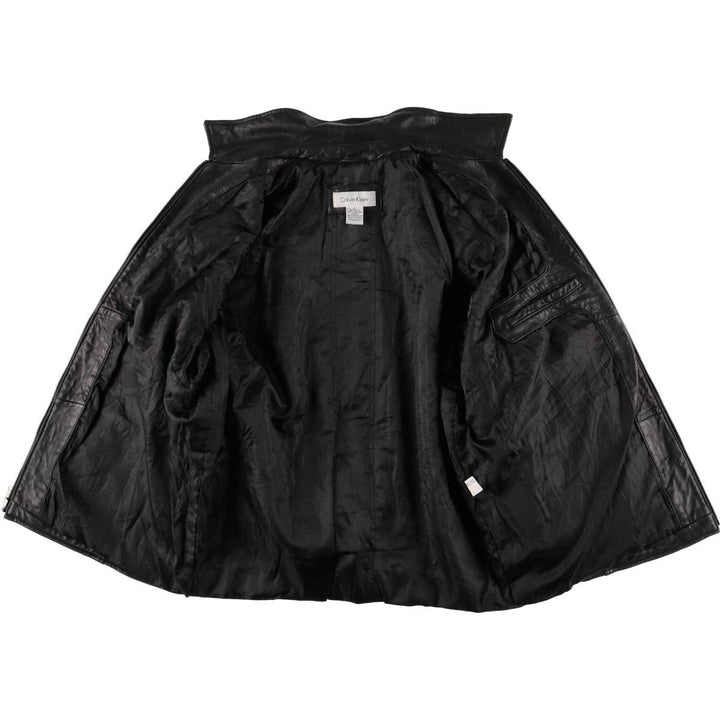2000s~ Calvin Klein Swing Top Padded Leather Blouson, Men's Size L genuine leather black type Vintage Second Hand