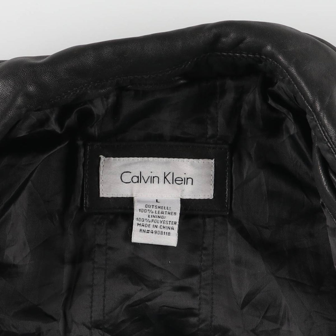 2000s~ Calvin Klein Swing Top Padded Leather Blouson, Men's Size L genuine leather black type Vintage Second Hand