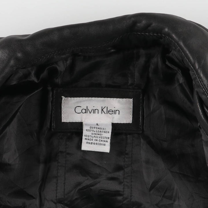 2000s~ Calvin Klein Swing Top Padded Leather Blouson, Men's Size L genuine leather black type Vintage Second Hand
