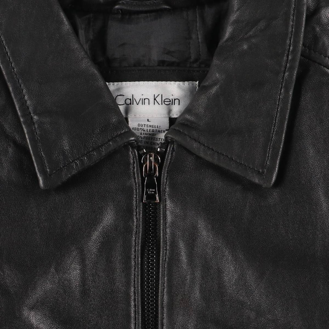 2000s~ Calvin Klein Swing Top Padded Leather Blouson, Men's Size L genuine leather black type Vintage Second Hand