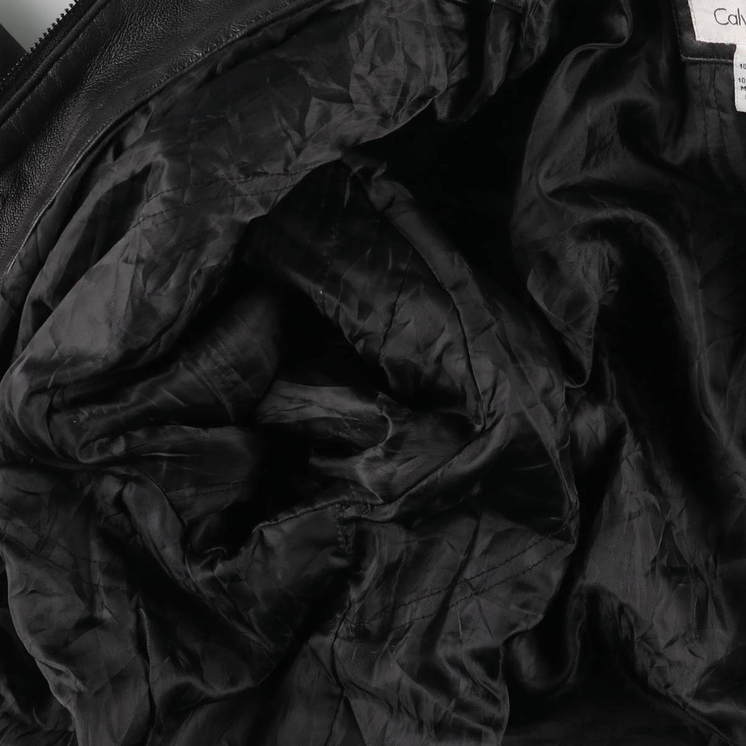 2000s~ Calvin Klein Swing Top Padded Leather Blouson, Men's Size L genuine leather black type Vintage Second Hand