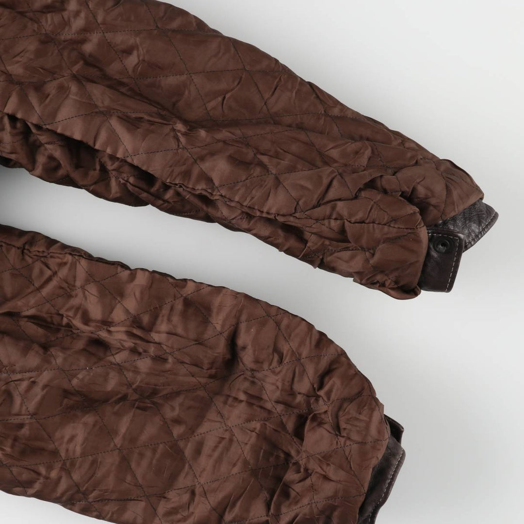 TAI-GUN Padded Trucker Jacket, Leather Blouson Style, Made in France, Men's Size Small unclear brown type Vintage Second Hand