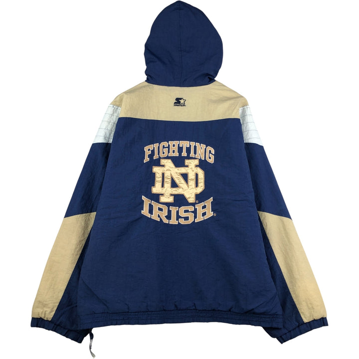 90'S Starter Notre Dame Fighting Irish College Padded Anorak Parka, Men's Size XL Polyurethane Coated Nylon navy blue type Vintage Second Hand