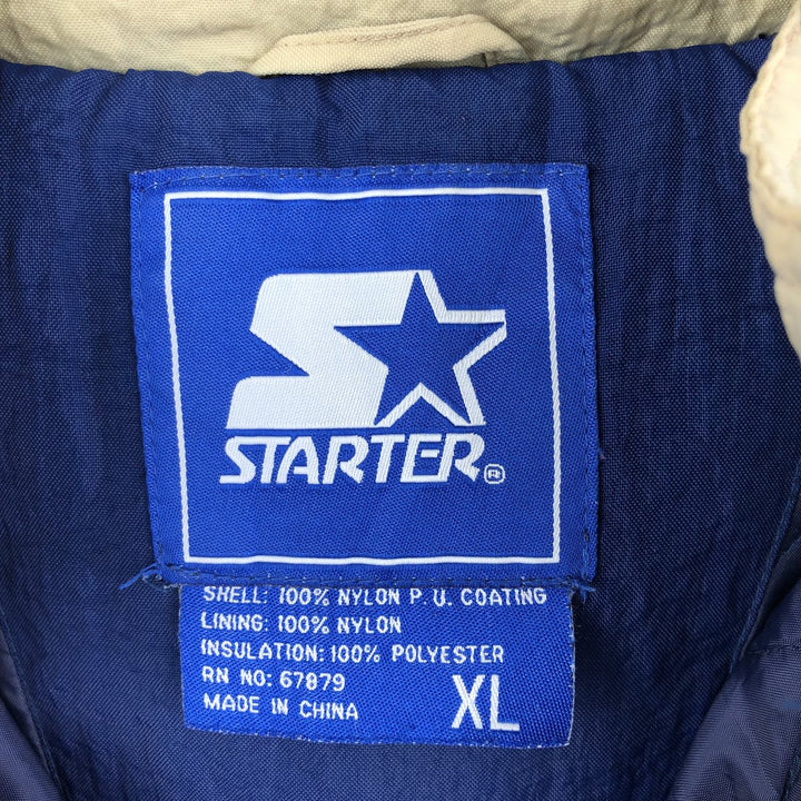 90'S Starter Notre Dame Fighting Irish College Padded Anorak Parka, Men's Size XL Polyurethane Coated Nylon navy blue type Vintage Second Hand