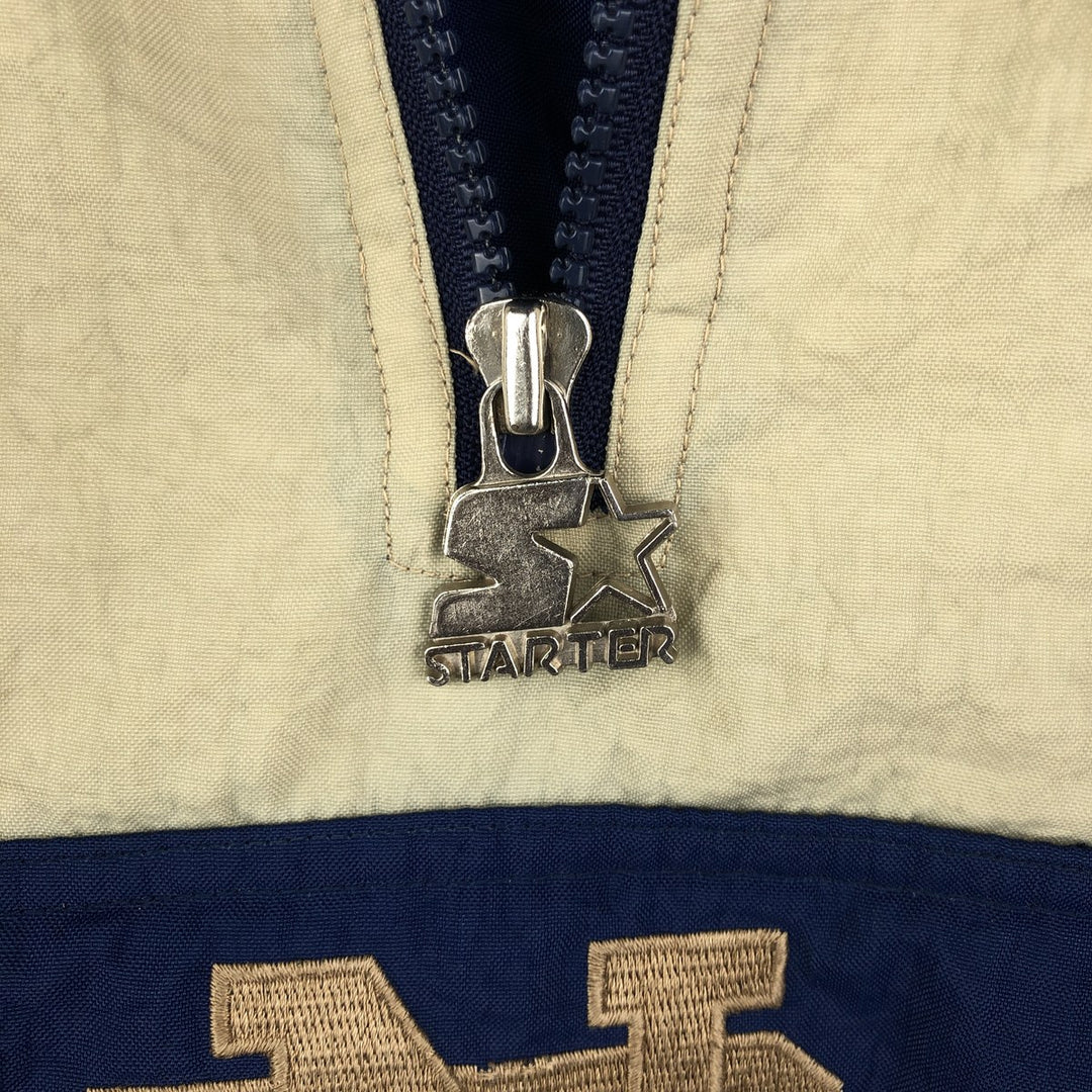 90'S Starter Notre Dame Fighting Irish College Padded Anorak Parka, Men's Size XL Polyurethane Coated Nylon navy blue type Vintage Second Hand