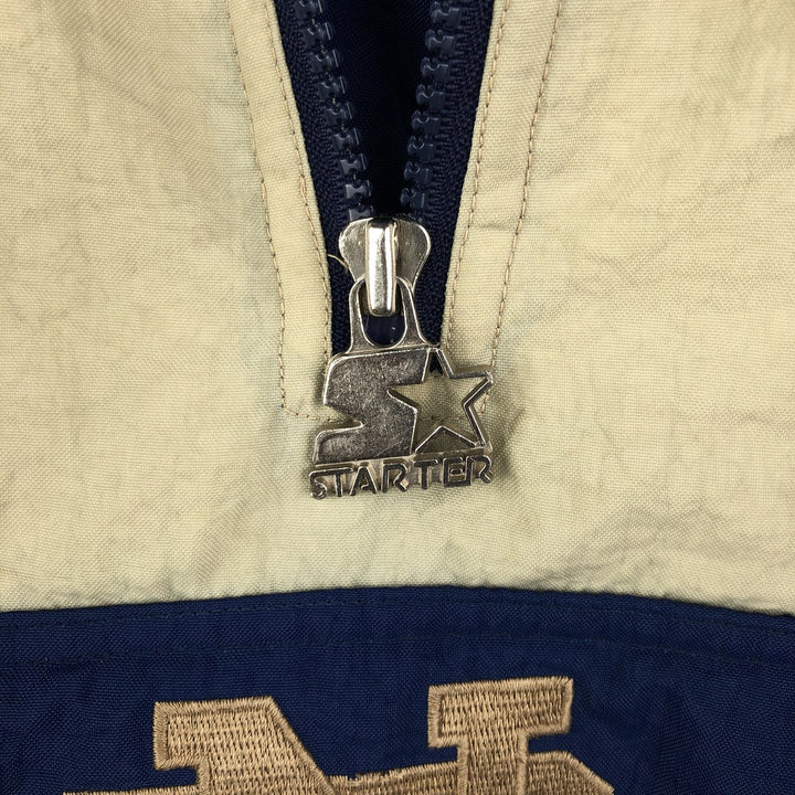 90'S Starter Notre Dame Fighting Irish College Padded Anorak Parka, Men's Size XL Polyurethane Coated Nylon navy blue type Vintage Second Hand