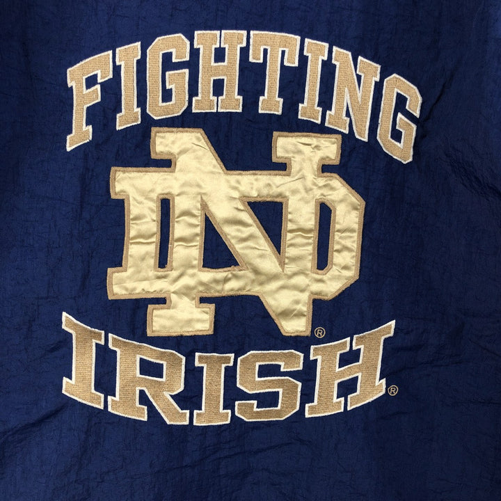 90'S Starter Notre Dame Fighting Irish College Padded Anorak Parka, Men's Size XL Polyurethane Coated Nylon navy blue type Vintage Second Hand
