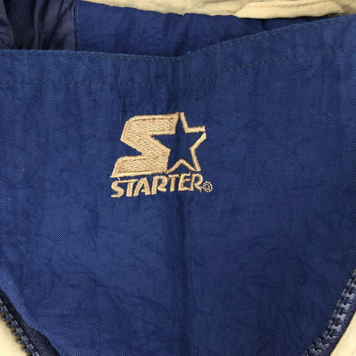 90'S Starter Notre Dame Fighting Irish College Padded Anorak Parka, Men's Size XL Polyurethane Coated Nylon navy blue type Vintage Second Hand