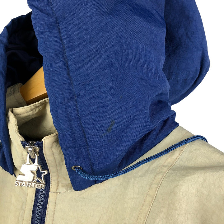 90'S Starter Notre Dame Fighting Irish College Padded Anorak Parka, Men's Size XL Polyurethane Coated Nylon navy blue type Vintage Second Hand