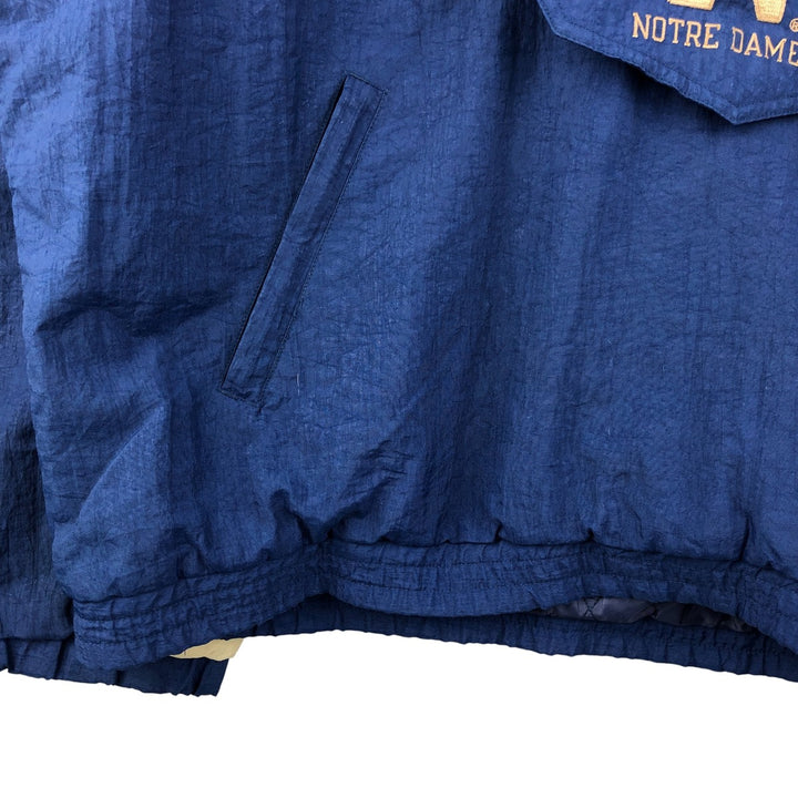 90'S Starter Notre Dame Fighting Irish College Padded Anorak Parka, Men's Size XL Polyurethane Coated Nylon navy blue type Vintage Second Hand