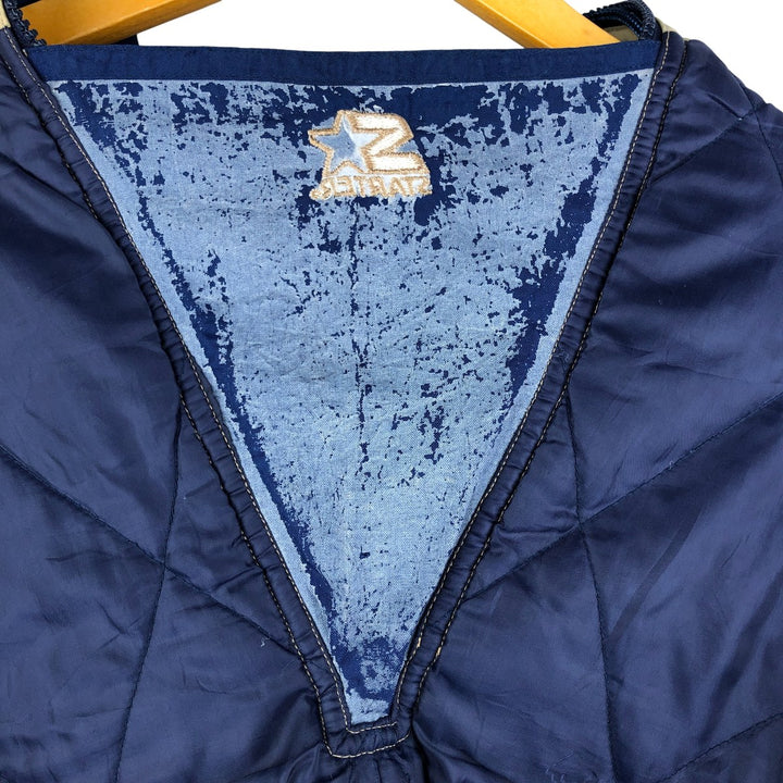 90'S Starter Notre Dame Fighting Irish College Padded Anorak Parka, Men's Size XL Polyurethane Coated Nylon navy blue type Vintage Second Hand