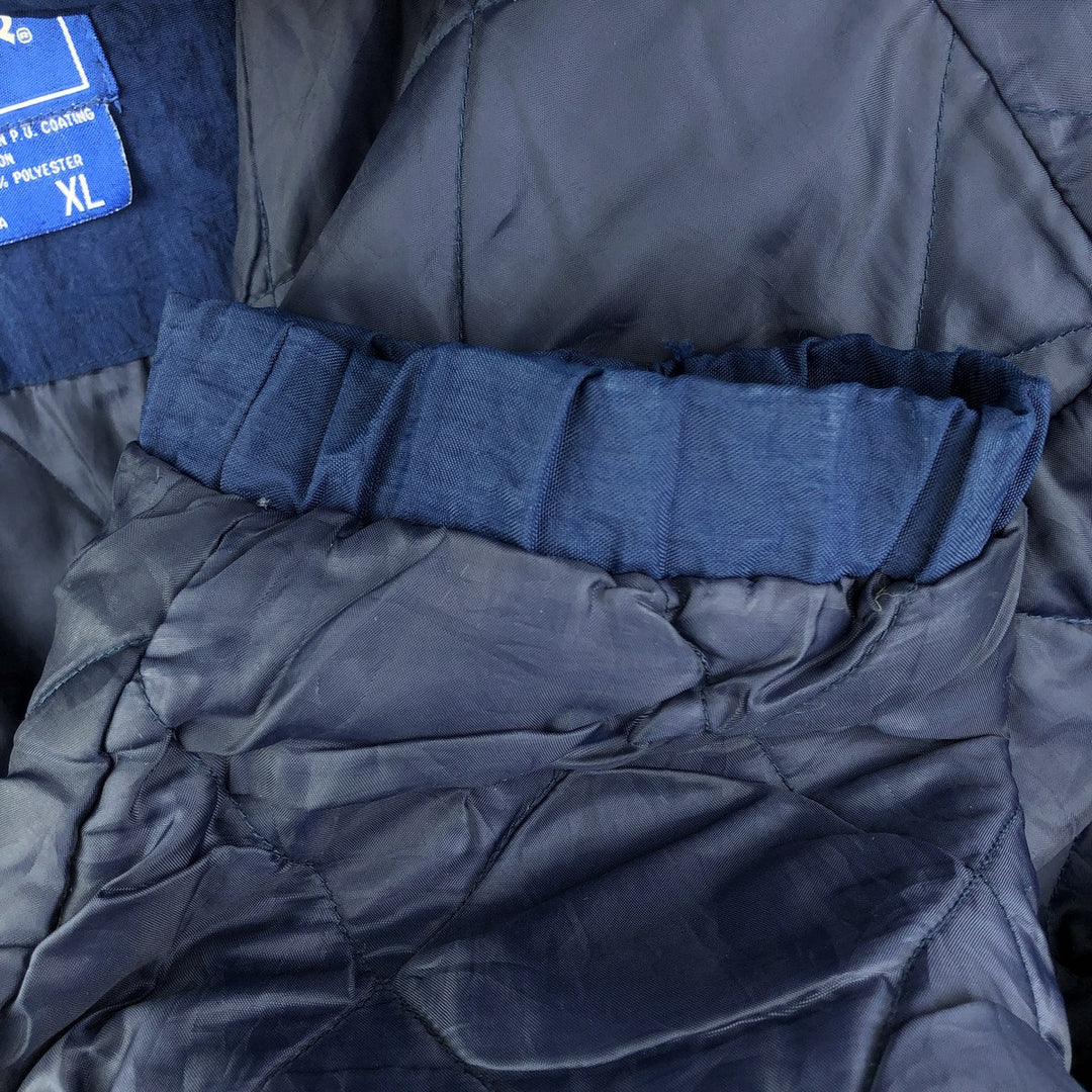 90'S Starter Notre Dame Fighting Irish College Padded Anorak Parka, Men's Size XL Polyurethane Coated Nylon navy blue type Vintage Second Hand