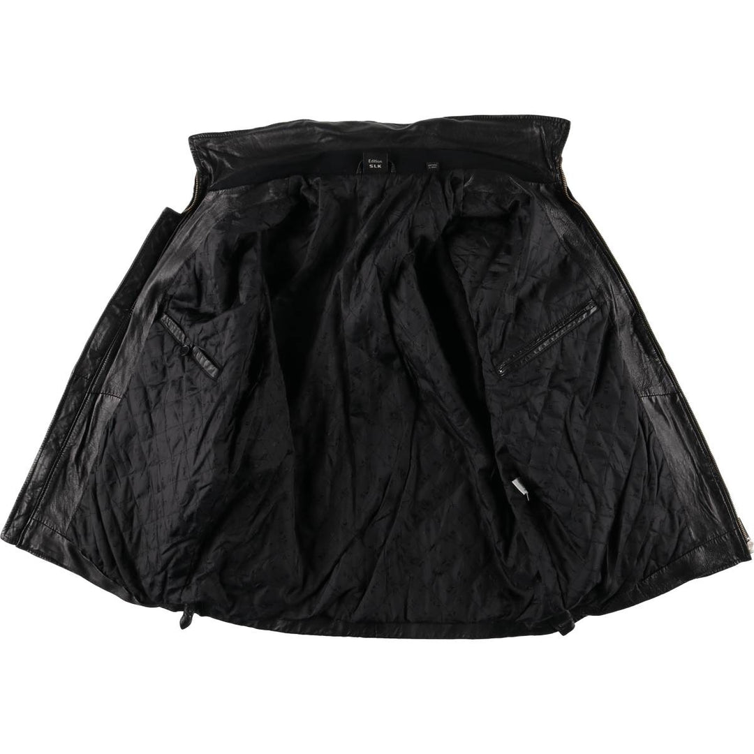 Mercedes-Benz padded swing-top leather jacket, size L, men's genuine leather black type Vintage Second Hand